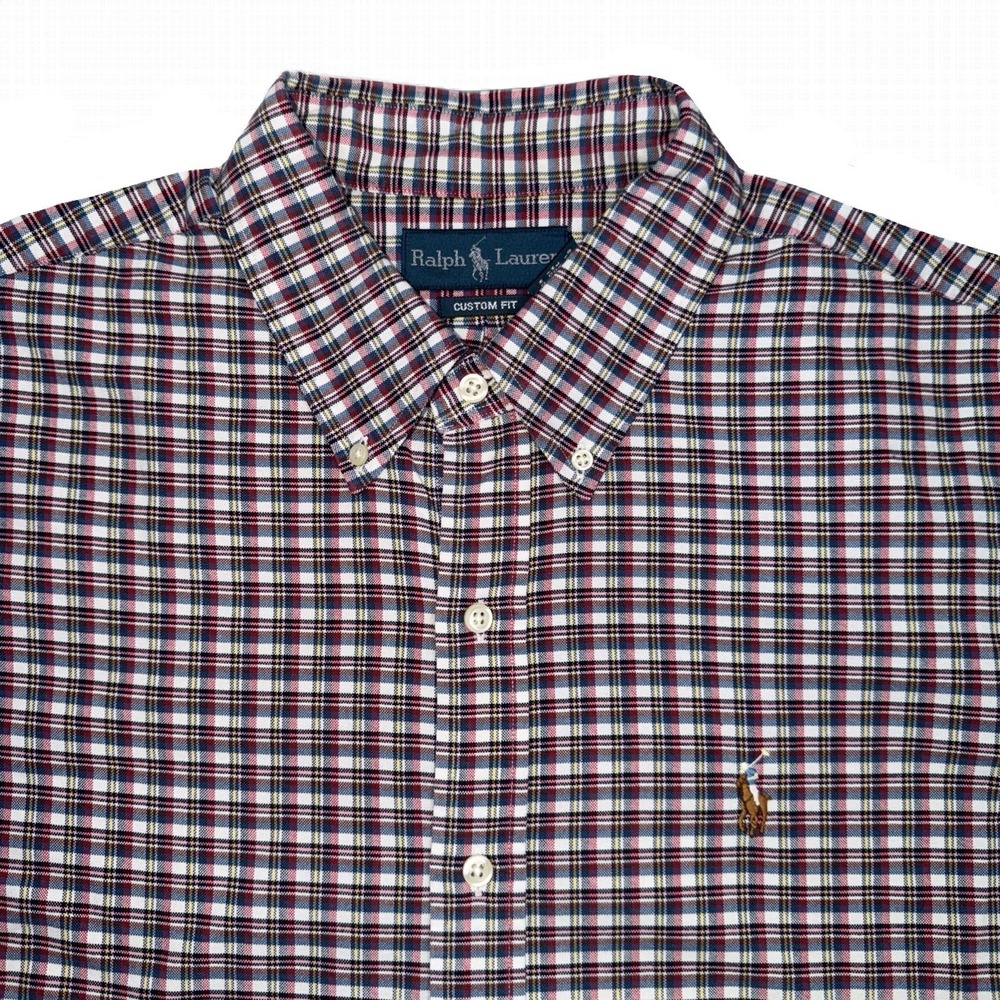 Ralph Lauren Mens XL Button-Down Custom Fit‎ Long Sleeve Plaid Flesh Pony Shirt - Picture 4 of 15